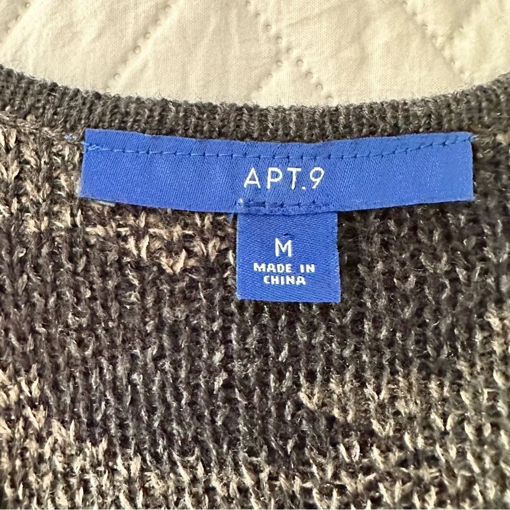 Apt. 9 Longline Cardigan Sweater Jacket Medium Gray Black Camo Print Normcore - Picture 12 of 16